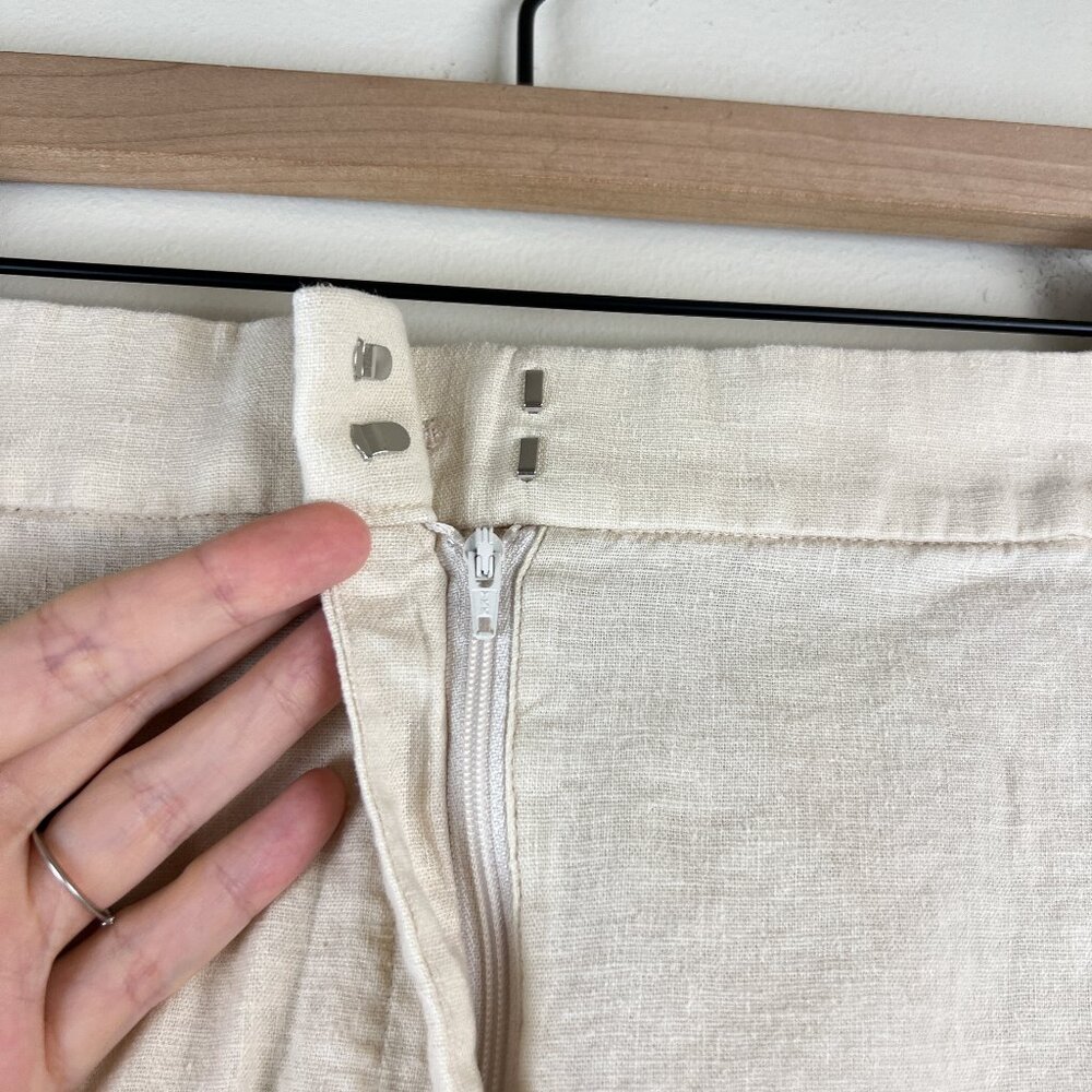 J. Crew Factory Cream Elastic Back Linen Blend Pl… - image 3